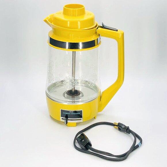 Vintage 70s SEARS ROEBUCK Golden Yellow Automatic Coffeemaker: 10 cup Percolator - Picture 1 of 16